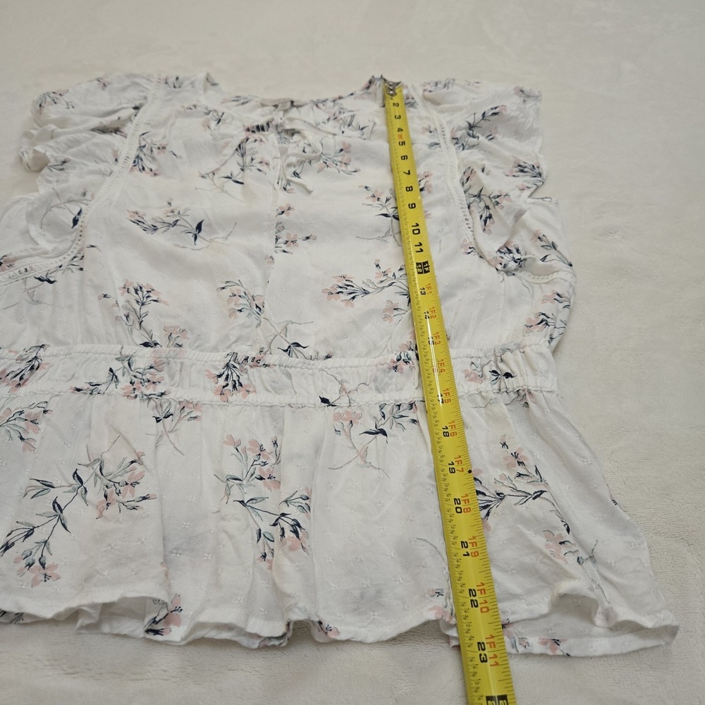 Lucky Brand Top Womens Large Cottagecore Boho Hippie Fairy Peasant Peplum Floral - Picture 7 of 11